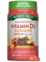 La vérité de la nature Vitamine D3 Gummies: 5000 UI 60 Comte: 60 Peach Flavor: Supplément végétarien, sans OGM et sans gluten