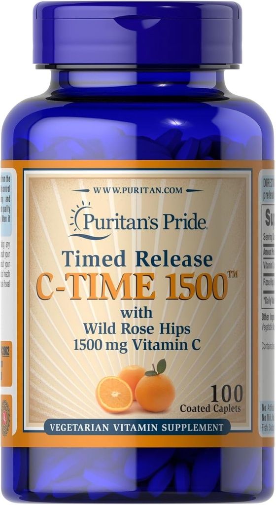 Pride de Puritan Vitamine C 1500 mg avec Caplets HIPS Rose, 100 Nombre