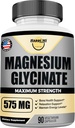 Magnésium Glycinate 575mg par portion, suppléments minéraux essentiels, soutien de la santé musculaire et osseuse, promouvoir la relaxation et l'équilibre, non-OGM - 90 Capsule végétalienne 45 portions