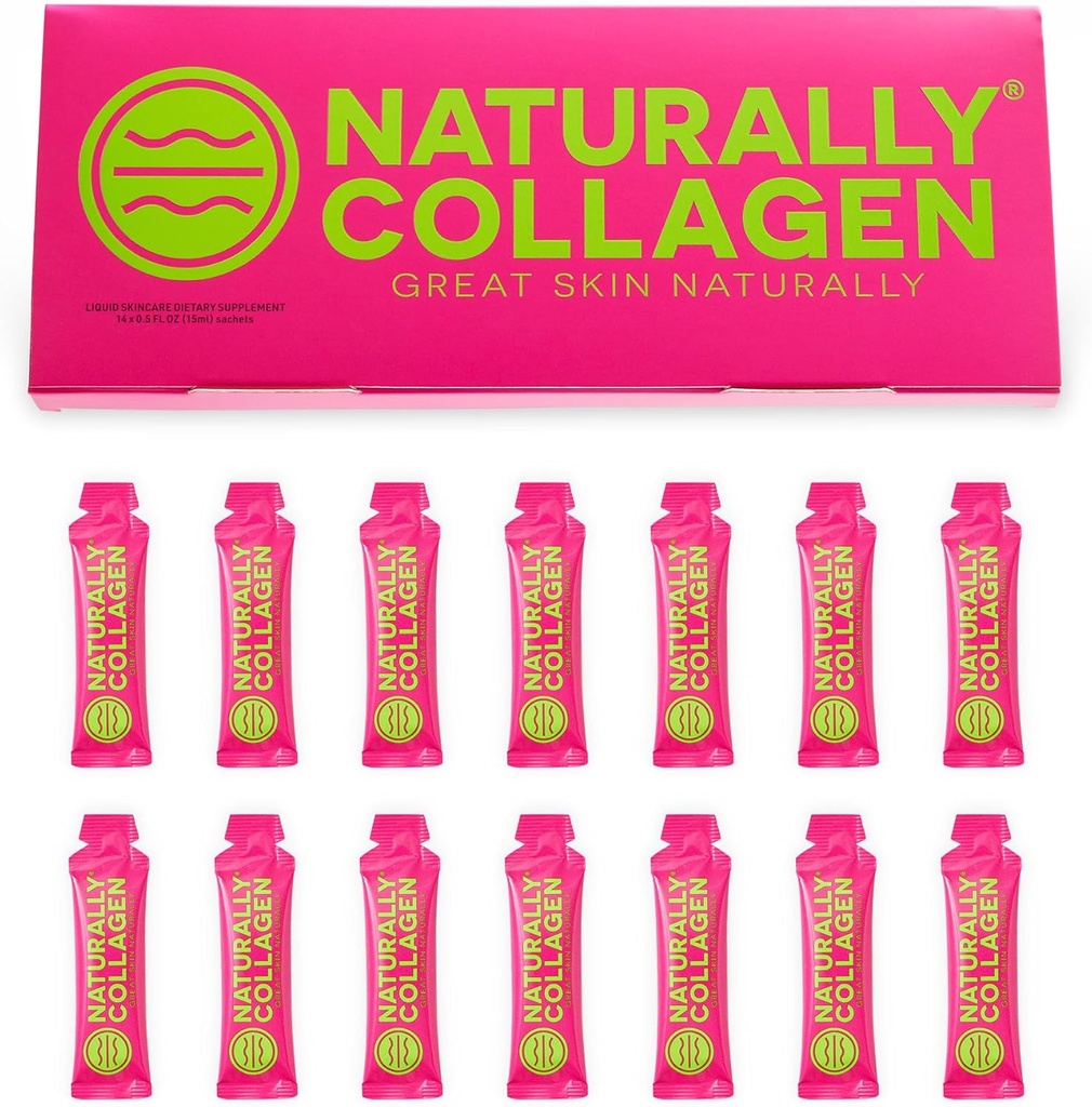Supplément de collagène marin liquide hydrolysé Premium - 8000mg de collagène par sachet Plus 180mg VIT C - Saveur naturelle de fruits tropicaux - 14 sachets par boîte