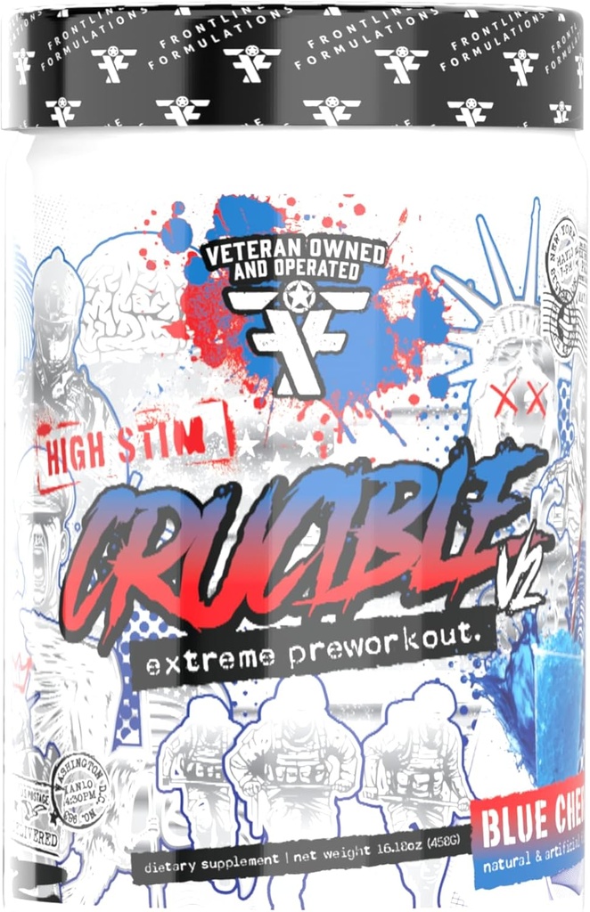 Crucible Pre-Workout Powder, Explosive Workouts, Laser Focus, High Stim, Amazing Flavor, Veteran Owned and Operated (25 Servings, Blue Cherry Slushie)
