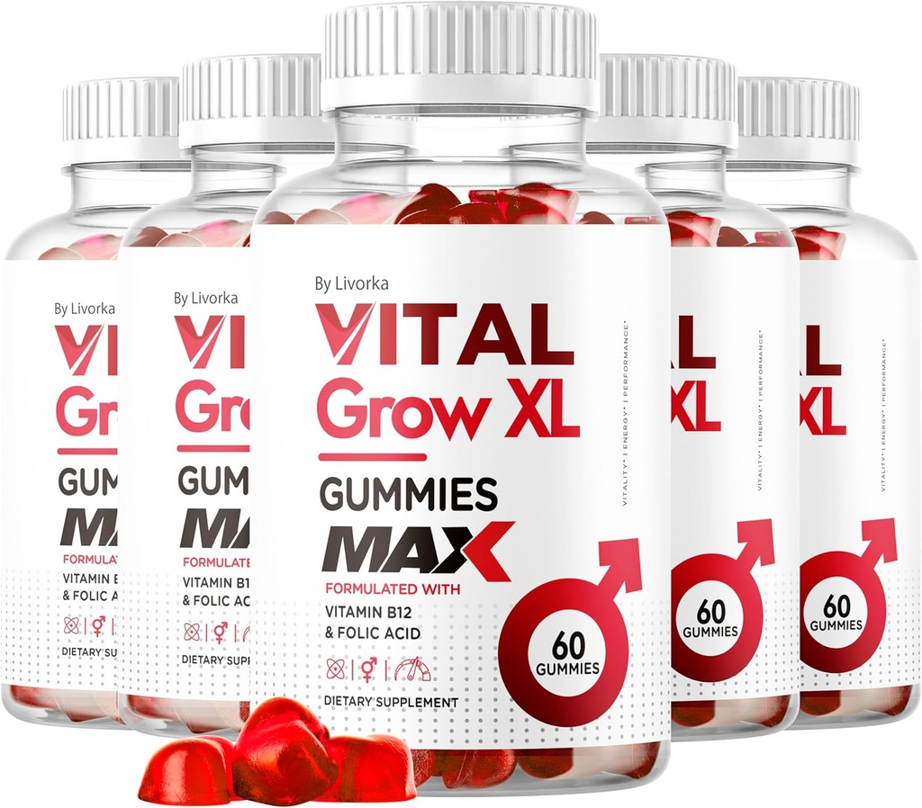 (5 Pack) Vital Grow XL Gommies Homme - Gommies de performance masculine 1050MG Vital GrowXL Blend, Vital Gommy Gommy Advanced Formula, 300 Gommies pendant 5 mois