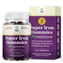 Gommies de fer extra-forte pour les femmes et les hommes - Potent 45mg par portion Supplément à croquer pour les femmes et les hommes avec de la vitamine C pour une absorption plus élevée - Gommy de fer quotidien végétalien Pas d'arôme artificiel