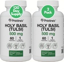 PRISTINE's Holy Basil (Tulsi) 500 mg (2 Pack) Relaxation & Immunity Support Supplément adaptogène - 120 jours d'approvisionnement - Holy Basil Leaf Capsules - Vegan - Non-OGM - Suppléments sans gluten