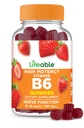 Vitamine vieable B6 Gommies (100mg) Great Tasting VIT B6 Supplément (B6) Vitamines Vegan B6 pour complément de soutien aux nerfs (Vitamine B 6 pour adultes, hommes, femmes) 60 Gommies