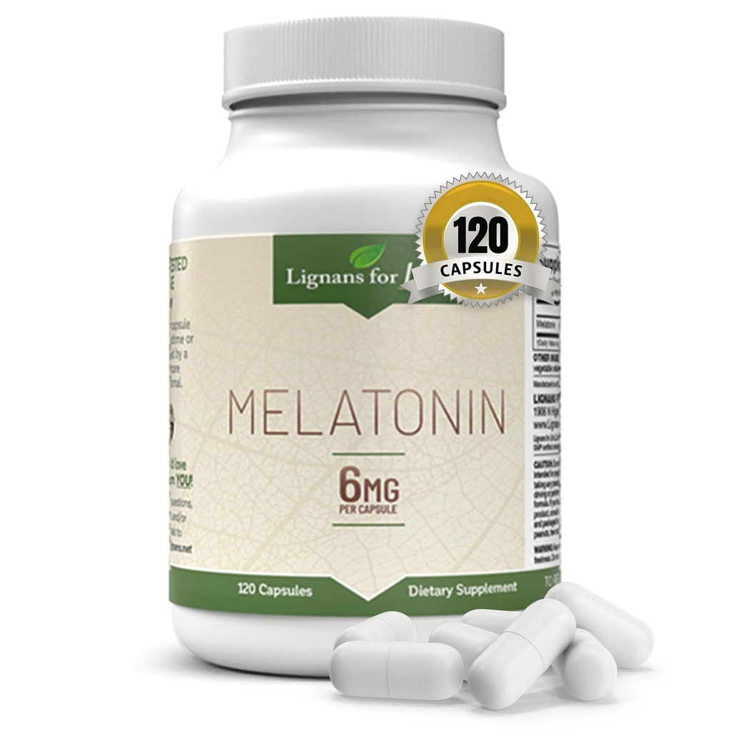 Lignans pour la vie Mélatonine pour chiens et personnes, 6mg - 120 Capsules - Capsules - Aliments pour animaux - Vitamines pour la santé globale