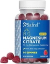 Safrel Magnésium Citrate Gummies - 60 Gummies Vegan, 600mg par service - Promotion de la relaxation, du muscle, des os et de l'énergie - Adultes et aînés- Framboise parfum (paquet de 1)