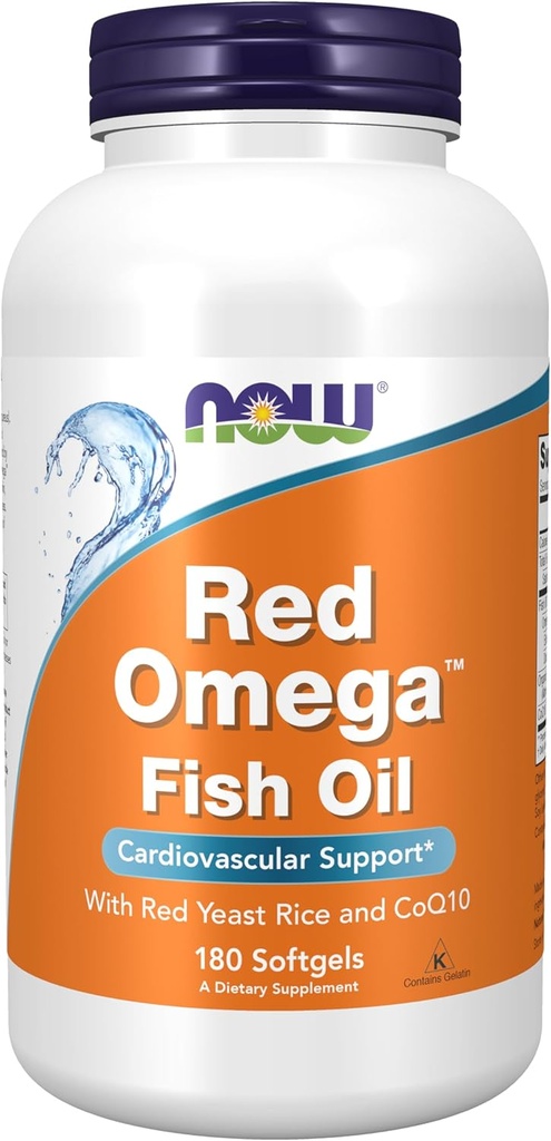 NOW Foods Supplements, Red Omega™ with CoQ10 30 mg and Omega-3 Fish Oil, Cardiovascular Support*, 180 Softgels
