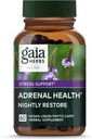 Gaia Herbs Adrenal Health Nightly Restore - Supplément à base de plantes avec Ashwagandha, Magnolia Bark, Cordyceps, Lemon Baume & More* - 60 phytocapsules liquides végétaliens (30 portions)