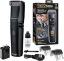 Vacutrim Cordless Mens Bard Trimmer, Rasoir électrique rechargeable avec 20 Trim Réglage Cadran d'étalonnage et vide intégré pour la moustache, Sideburns. Cheveux du visage, noir, 7,5", vu à la télévision