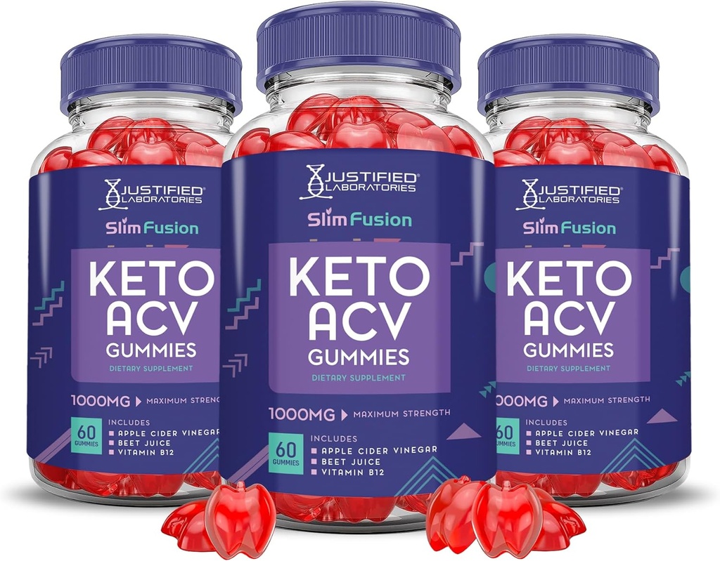 (3 Pack) Slim Fusion Keto ACV Gummies Advanced 1000MG Slimfusion Keto Gummies Formula Apple Cider Vinegar Formulated with Pomegranate Beet Juice Powder B12 Vegan Non GMO 180 Gummys