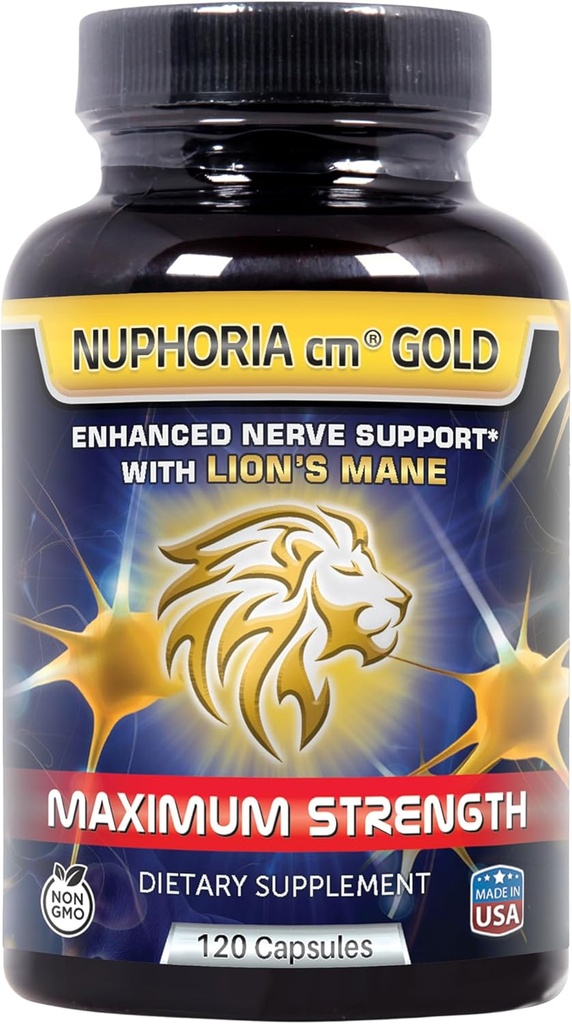 Nuphoria cm® Gold - Nerve Formule de soutien avec acide lipoïque R-Alpha et vitamines B premium - 30 jours d'approvisionnement 120 capsules
