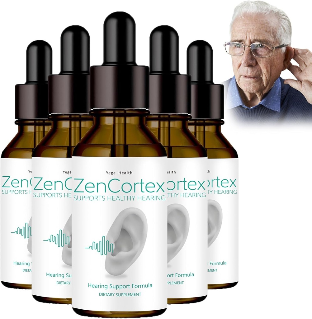 Tinnitus Relief for Ringing Ears, Zencortex Cortex Ear Drops, Zencortex for Tinnitus, Helps with Eardrum Health, Promotes Auditory Clarity, Bottle for 30 Days (5 Pack)