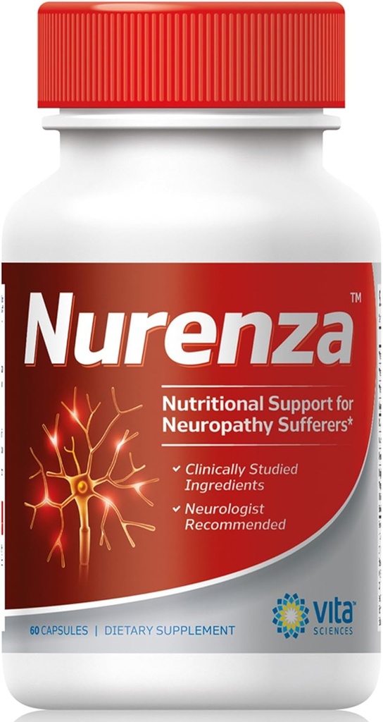 Vita Sciences Nurenza Neuropathy Relief Supplement 40x Strength Natural R-ALA Form for Nerve Health, Fast Repair w/Vitamins, Antioxidants Revitalizing Feet, Hands, Legs, and Toes. 60 Ct.