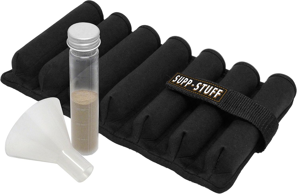 Supplément de poudre suppl. Organisateur et étui de voyage avec 7 tubes en poudre et entonnoir de transport inclus, Récipient de poudre de protéines portable par Medcenter