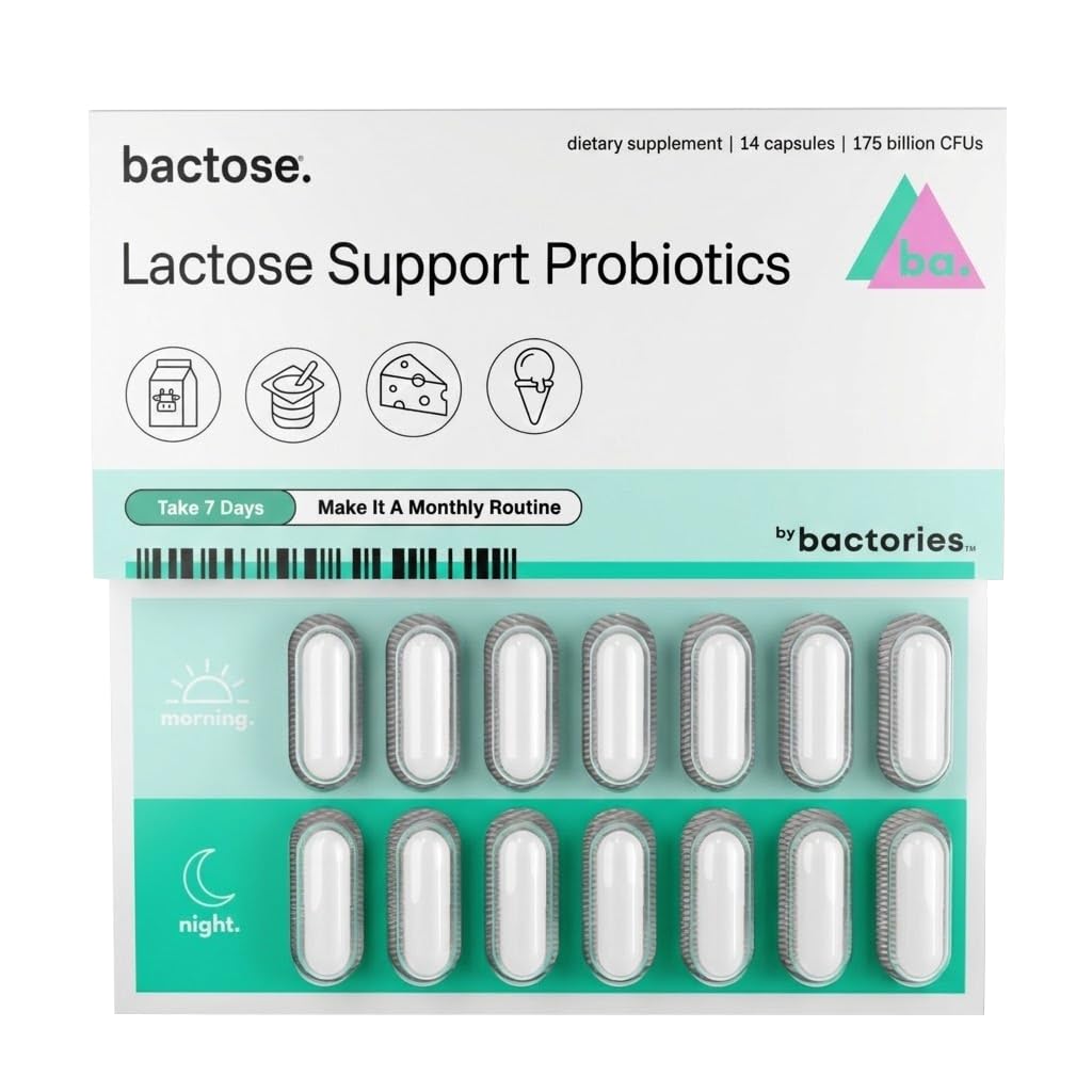 Pilules de lactose probiotiques pour un soulagement à long terme - Profitez à nouveau de la laiterie - Supplément d'intolérance au lactose - Produire des enzymes de la lactase dans le Gut - Casser naturellement le lactose (Prendre pendant 7 jours - Répéter mensuellement)