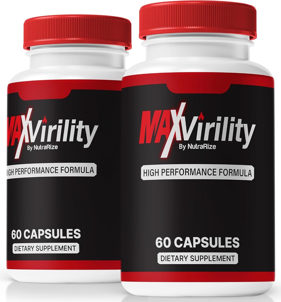 NutraRize (2 Pack) MaxVirility, MaxVirility Formule haute performance pilules, Supplément tout naturel pour soutenir la santé musculaire et le bien-être général, Pastilles officielles Avis (120 Capsules)