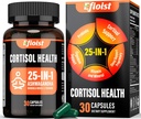 Supplément de cortisol pour les femmes, 25-en-1 Réducteur de cortisol pour les femmes et les hommes, Suppléments de cortisol pour les hommes avec Ashwagandha, Rhodiola Rosea, L-Theanine, pour l'humeur, Focus, Soutien du sommeil, 30 Capsules