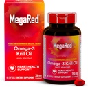 Omega-3 Krill Oil 350mg Softgels, MegaRed (60 Compte dans une bouteille), EPA & DHA Omega-3 Acides gras sans arrière-goût de poisson Contrairement à l'huile de poisson, contient de l'astaxanthine antioxydante