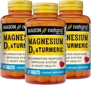 MASON NATURAL Magnésium et vitamine D3 avec curcuma, 180, jour d'approvisionnement, supplément alimentaire pour le soutien quotidien du bien-être, 60 comprimés (paquet de 3)
