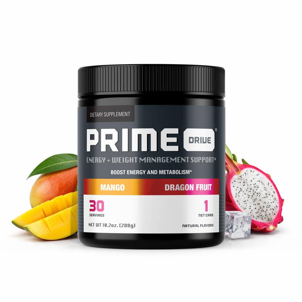 Prime Drive Energy Strawberry Melon pré-entraînement boisson énergétique poudre, fournit l'énergie extrême, la concentration et l'intensité, stimule le métabolisme 10.2oz (30 services)