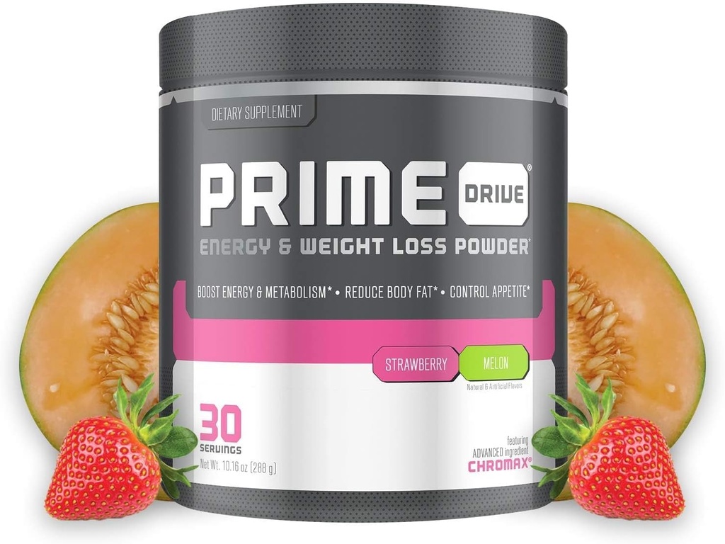 Prime Drive Energy Strawberry Melon pré-entraînement boisson énergétique poudre, fournit l'énergie extrême, la concentration et l'intensité, stimule le métabolisme 10.2oz (30 services)