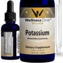 WellnessOne Ionic Potassium Supplement - Potassium Chlorure gouttes pour l'absorption rapide - Boost Immune System & Muscle Function - USA Testé, végétalien, non-OGM, sans gluten, non aromatisé, 1,67 fl oz