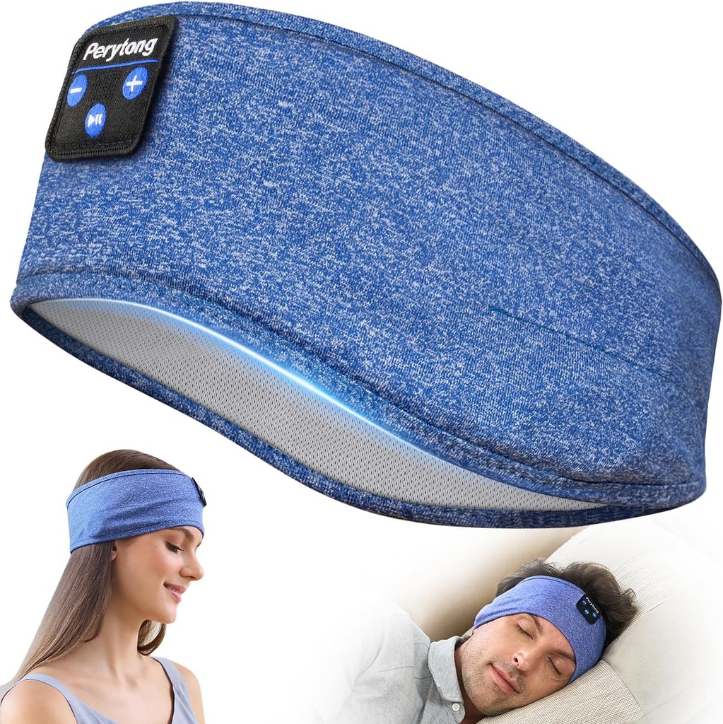 Perytong Bluetooth Casques d'écoute, casques de sommeil Bluetooth pour sleep side sleepers - Bandeau de couchage avec haut-parleur mince Microphone mains libres Idées cadeaux pour femmes hommes