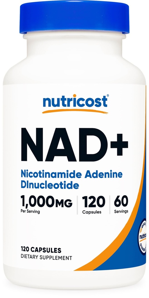 Nutricost NAD+ Supplément 1000mg par portion,120 Capsules (Nicotinamide Adenine Dinucléotide) - 60 portions, sans gluten, végétalien