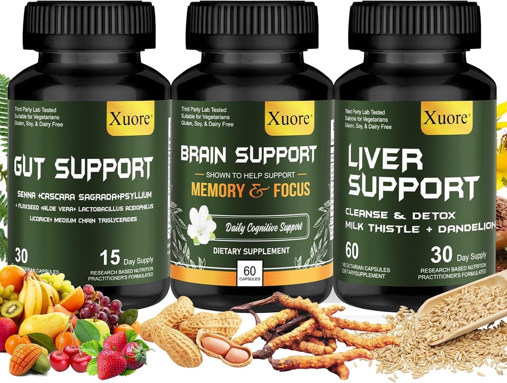 Liver Renew Cleanse Detox, Repair & Support, Gut and Colon Support - Advanced Gut Cleanse Detox, Cerveau Nootropic Cerveau Supplément pour les hommes et les femmes, Tous en un seul suppment.