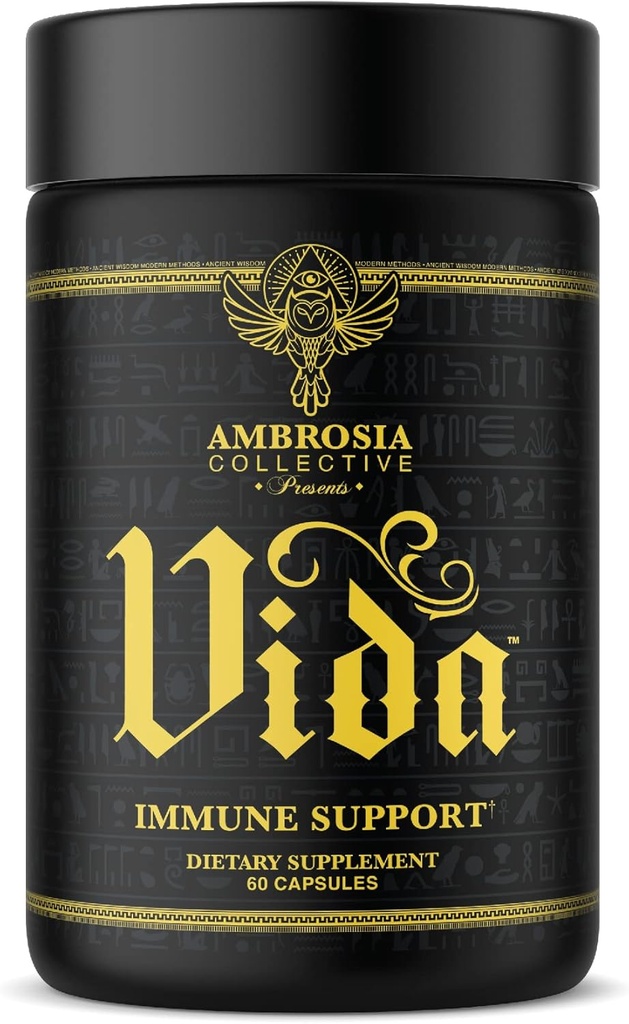 Ambrosia Vida Immunity Support, Elderberry, vitamine C, supplément de vitamine D et de zinc, système immunitaire Booster (60 capsules)