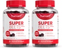 Gummies de coeur humanN SuperBeets - Gommy de betterave avec soutien énergétique Cœur-santé, extrait de graines de raisin et poudre de betterave, sans sucre - grenade Berry Flavor, 120 comte