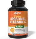 NutriFlair Liposomale Vitamine C 1700mg, 180 Capsules - Haute Absorption, Fat Soluble VIT C, Biodisponibilité plus élevée Système immunitaire Support et collagène Booster, Non-OGM, Pills végétaliens