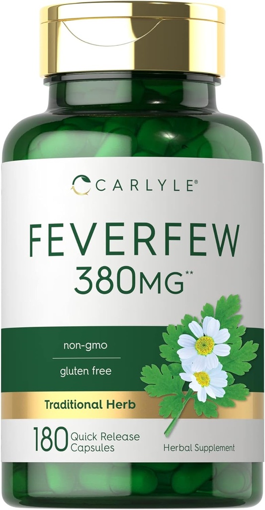 Carlyle Feverfew Capsules 380mg. 180 Count.