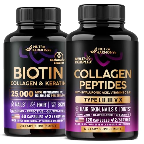NUTRAHARMONY Biotin, Keratin, Hyaluronic Acid & Multi Collagen Peptides Capsules