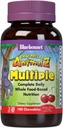 Bluebonnet Nutrition Rainforest Animalz Plats entiers à base de plusieurs comprimés à croquer, enfants Multivitamines et minéraux, vitamine C, D3, fer, sans gluten, sans lait, casher, 180 comprimés à croquer, saveur de cerise