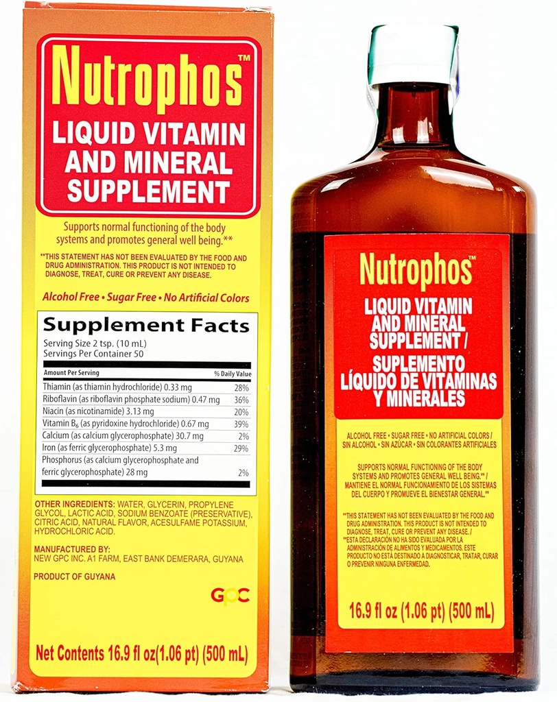 Nutrophos Complément diététique liquide avec vitamines B et minéraux 500ml
