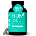 HUM Daily Cleanse Acne Suppléments pour les femmes et les hommes, Gentle Digestive Cleanse pour le soutien clair de la peau, Zinc, Spiruline, Chlorella, herbes détoxifiantes, algues organiques, supplément de vitamines de la peau, 60 capsules