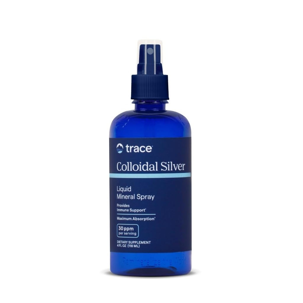 Trace Minerals Colloïdal Silver Spray - Supplément minéral quotidien pour faciliter l'absorption efficace - Soutient la santé immunitaire, squelettique et du sommeil - Super supplément oxygéné - 4 fl oz (environ 118 portions)