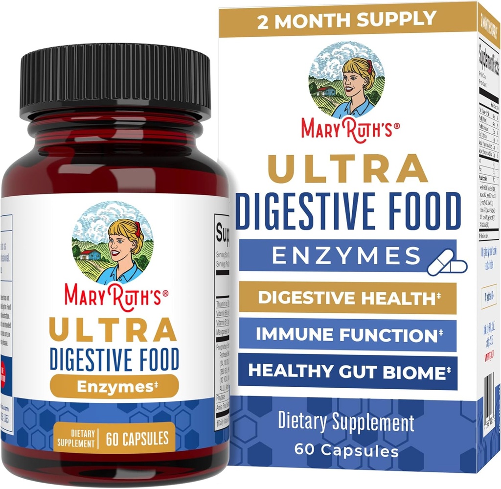 MaryRuth Organics Capsules d'enzymes ultra digestives (jusqu'à 2 mois d'approvisionnement) Supplément pour le soutien de la santé Gut Digestion & Immmune avec Amylase