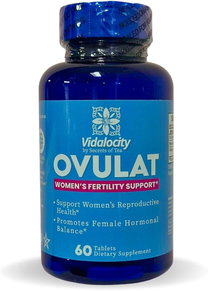 Secrets of Tea Vidalocity Women's Fertility Support - Mélange naturel avec D-Chiro-Inositol, Folate, Myo-Inositol - Balance hormonale - 60 Capsules végétariennes