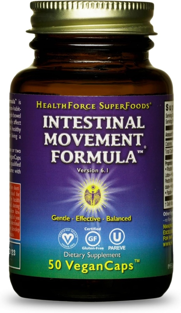 FORCE DE SANTÉ SUPERFOODS Formule de mouvement intestinal - Laxatif naturel soutient la régularité Bowel - Supplément de digestion tout naturel pour soutenir la constipation - Sans gluten et végétalien - 50 capsules
