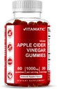 Gommies de vinaigre de cidre de pomme Vitamatique - 1000mg par portion - 60 Gommies végétaliens - Gommies de vinaigre de cidre de pomme pour la désintoxication, le soutien à la perte de poids, l'énergie boost, la digestion et la santé Gut