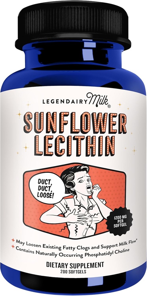 Legendairy Milk Sunflower Lecithin 1200mg, Lactation Support, Sunflower Lecithin Supplement for Clogged Milk Ducts, Made in USA, 200 Softgels
