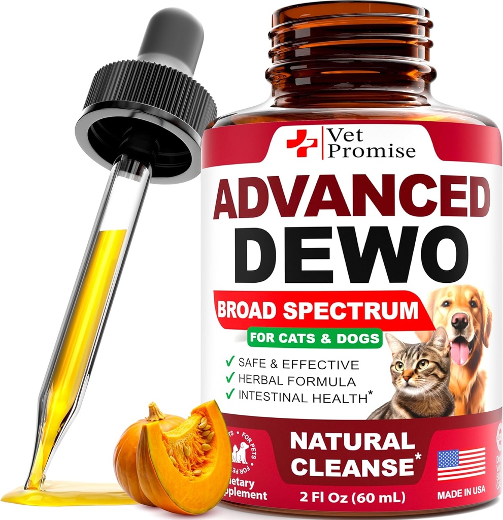Défense intestinale naturelle de chat et chien - Herbal Broad Spectrum Cleanser - Aide à supprimer les parasites et les toxines - Supplément de médicaments liquides pour chiots et chatons – UTI Support - Fabriqué aux États-Unis