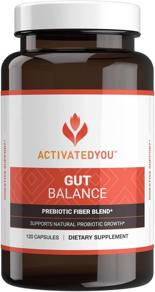 ACTIVATEDYOU Gut Balance Prebiotic Fibre Blend- aide à réglementer et à soutenir la santé digestive et à promouvoir l'énergie durable, les hommes et les femmes prébiotiques pour la santé de Gut - (120 capsules)