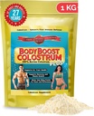 BodyBoost Colostrum entier, 100% Bovin Colostrum poudre, supplément de booster immunitaire avec immunoglobuline et lactoferrine, Grass Fed Colostrum, Gut Health & Muscle Growth, divers apports, 1 kg, 35 oz