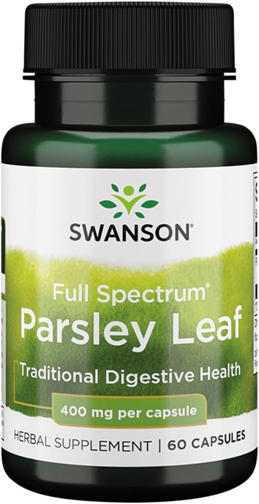 Extrait complet de feuille de persil de Swanson - Supplément à base de plantes favorisant la santé digestive - Formule naturelle appuyant la santé des IG - (60 capsules, 400mg chacune)