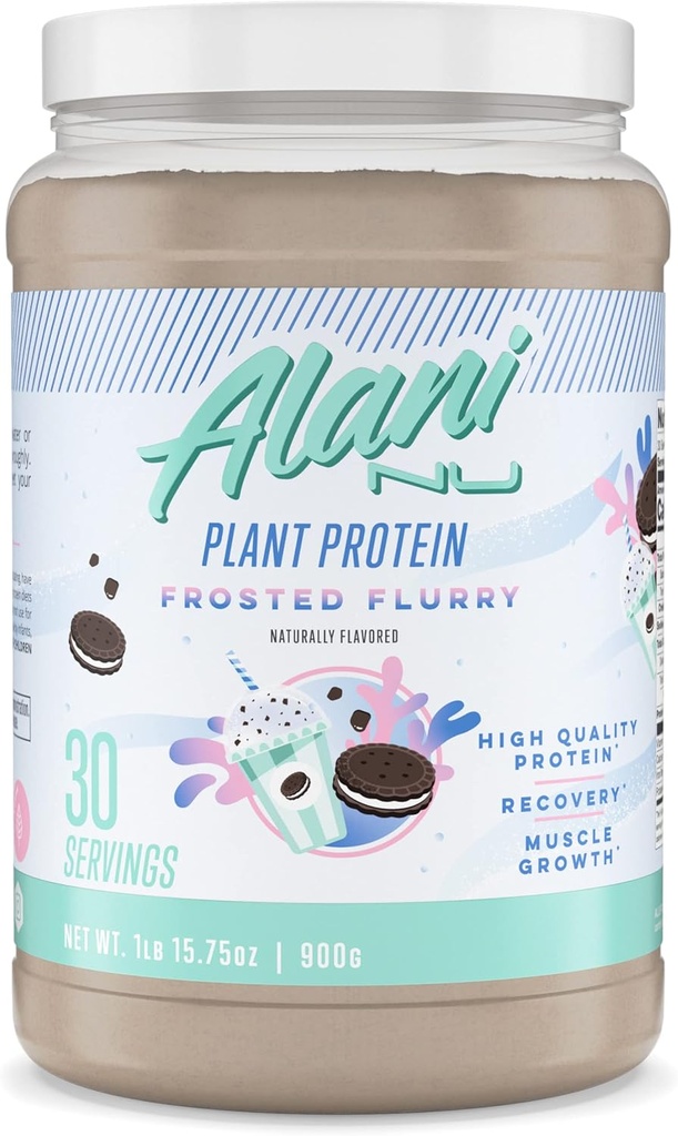Alani Nu Protéine à base végétale Poudre de Flurry Frosted 17g Protéine végétalienne Poudre de remplacement de repas.