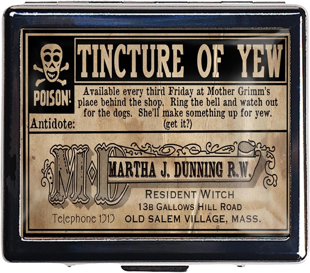 7 Jours Chromed Silver Pill Organizer avec miroir à l'intérieur a 8 compartiments séparés Rectangle 7 Jours Pill Box Pill Case (Vintage Poison Label)